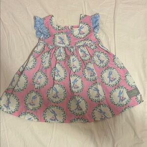 Pink Dress with Blue Bunnies